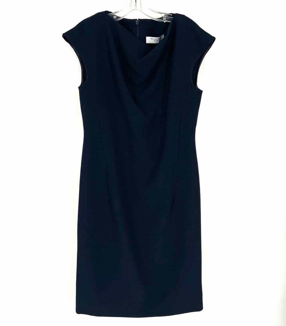 M.M. Lafleur Size 6 Navy Solid Textured Designer Dress